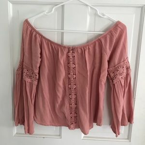 Pink lacey off the shoulder top